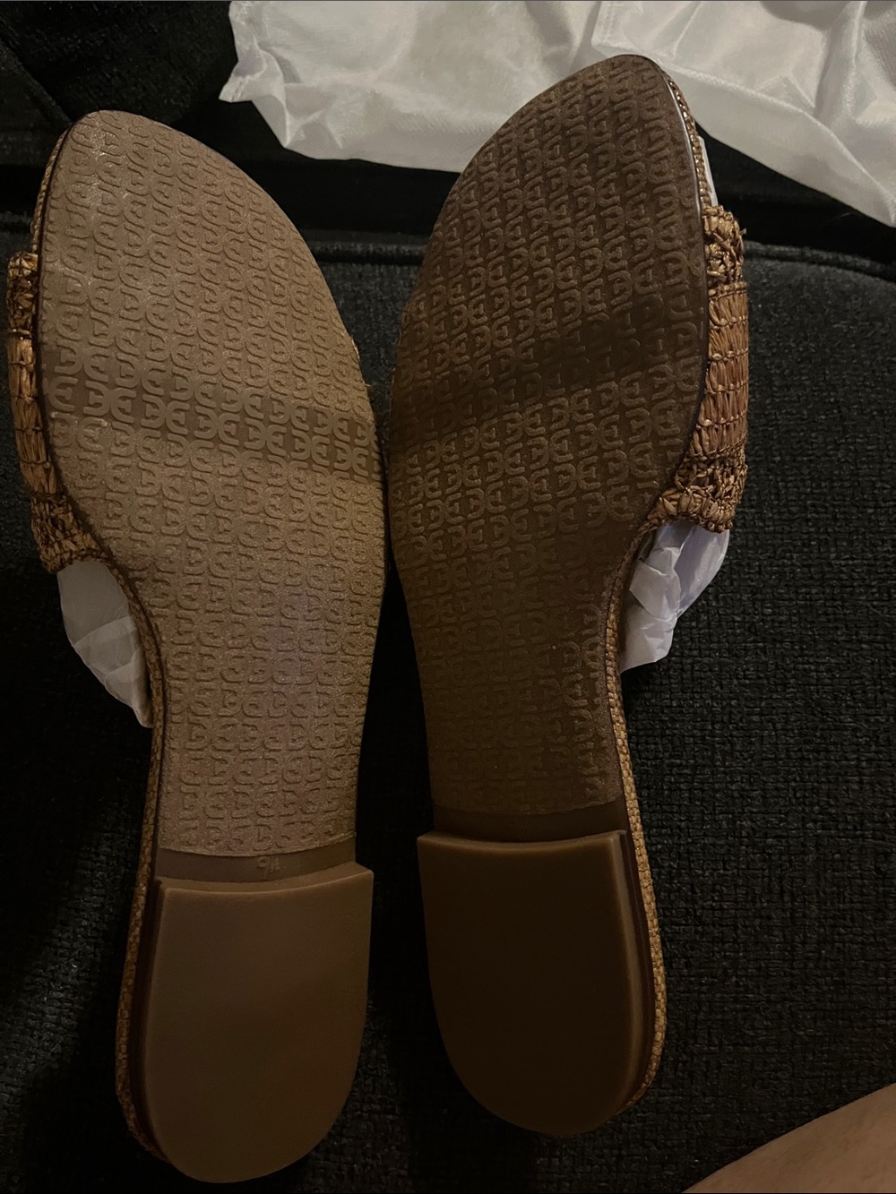 Sam Edelman Tan Woven Slide Mules with Tortoiseshell Buckle - Picture 2 of 7